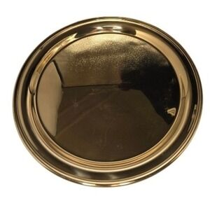 Gorham Giftware L427 Round Gold‎ Tone Metal Serving Tray Plate